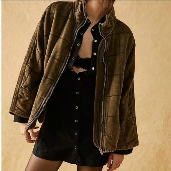Free People Jackets & Blazers - Free People Dolman Quilted Knit Jacket Top Oversized Zip-up